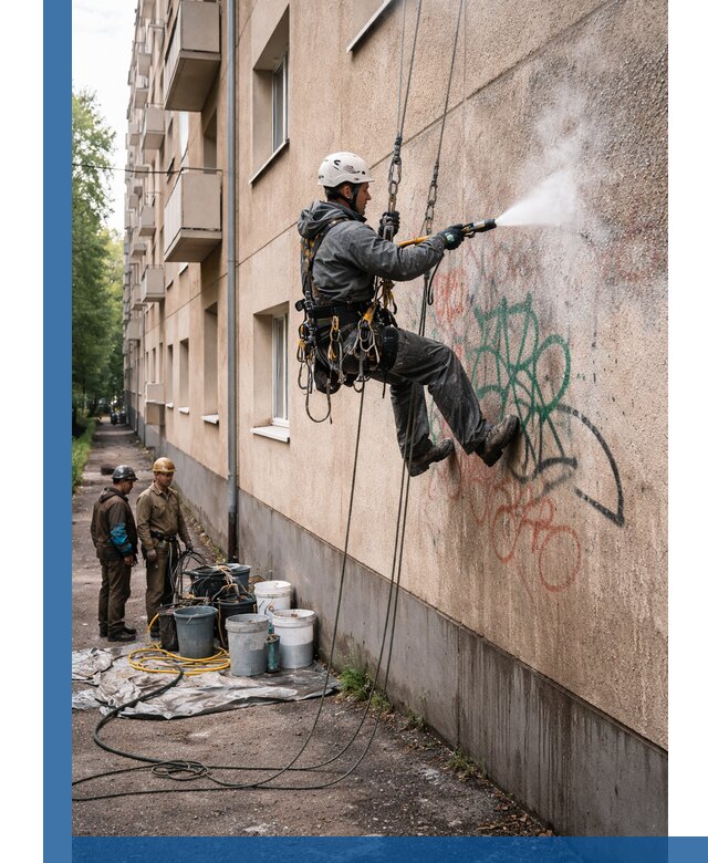 Удаление граффити с фасада в Похвистневе без следов и повреждений