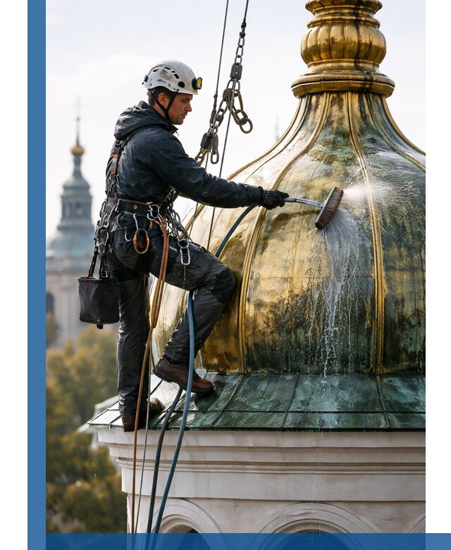 Профессиональная мойка куполов и шпилей высотными альпинистами в Похвистневе