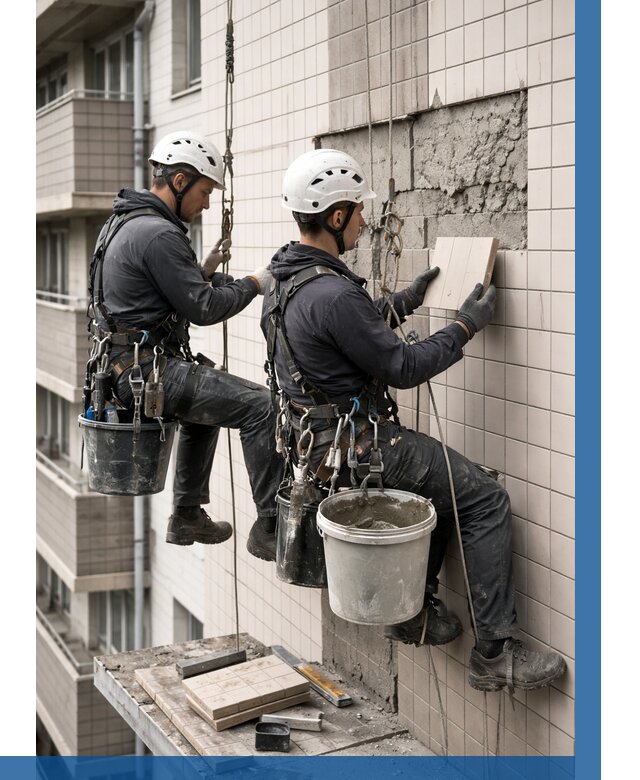 Ремонт облицовки фасада плиткой в Похвистневе от 1845 р. | ВЫСОТНИК-Пхв