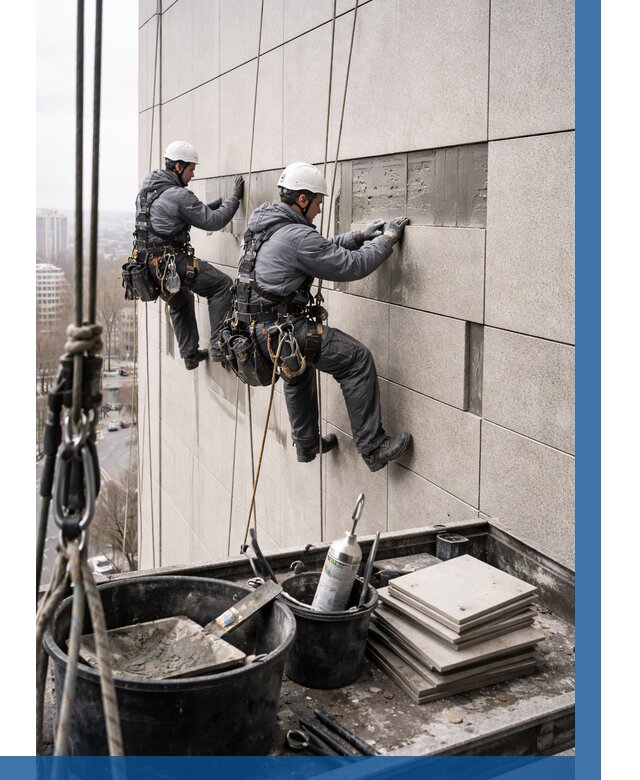 Ремонт фасада из керамогранита в Похвистневе от 2563 р. | ВЫСОТНИК-Пхв