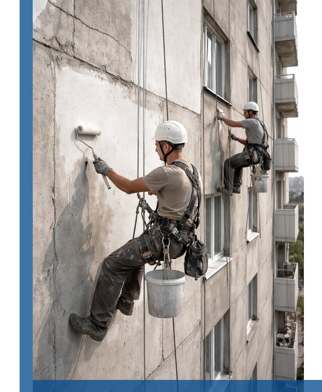 Покраска бетонного фасада в Похвистневе для жилых и промышленных объектов