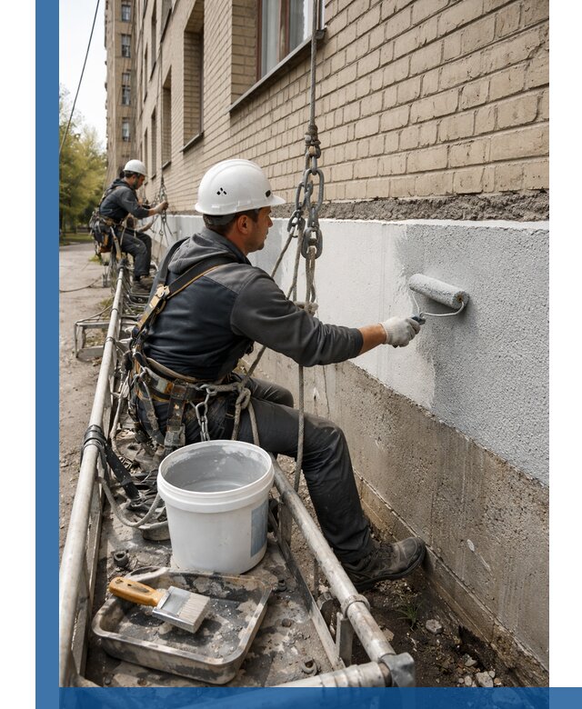 Окраска цоколя здания в Похвистневе профессионально и надежно