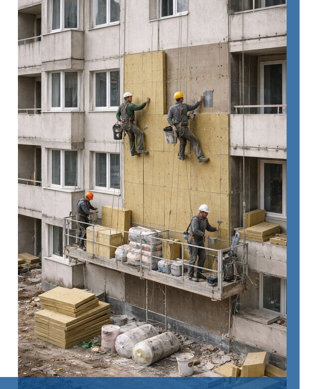 Утепление фасада минватой в Похвистневе от 1538 р. | ВЫСОТНИК-Пхв