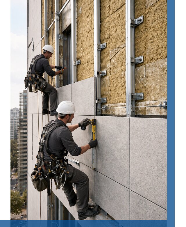 Монтаж вентилируемого фасада в Похвистневе от 3588 р. | ВЫСОТНИК-Пхв