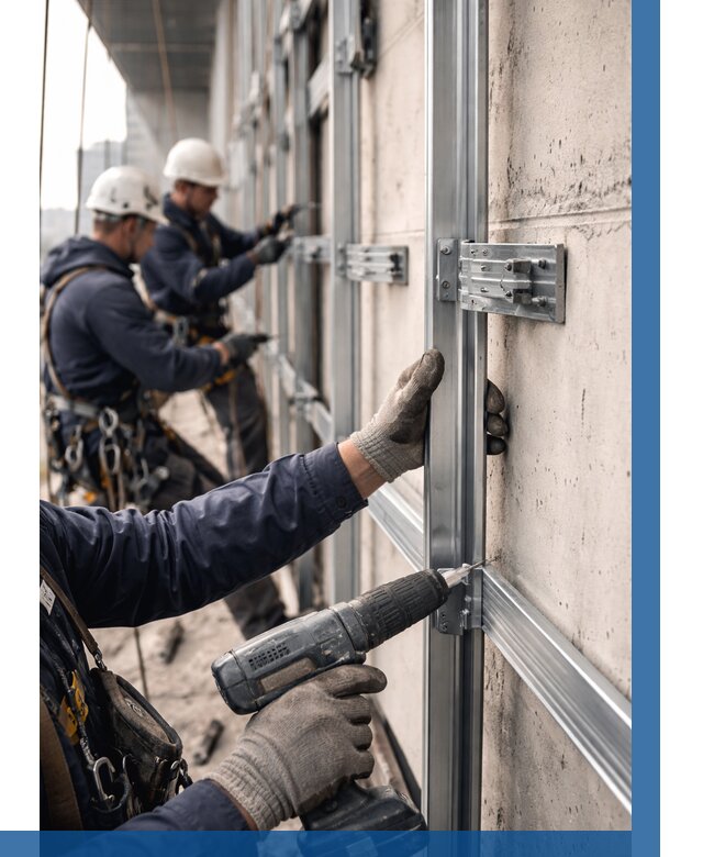 Монтаж подсистемы вентфасада в Похвистневе от 871 р. | ВЫСОТНИК-Пхв