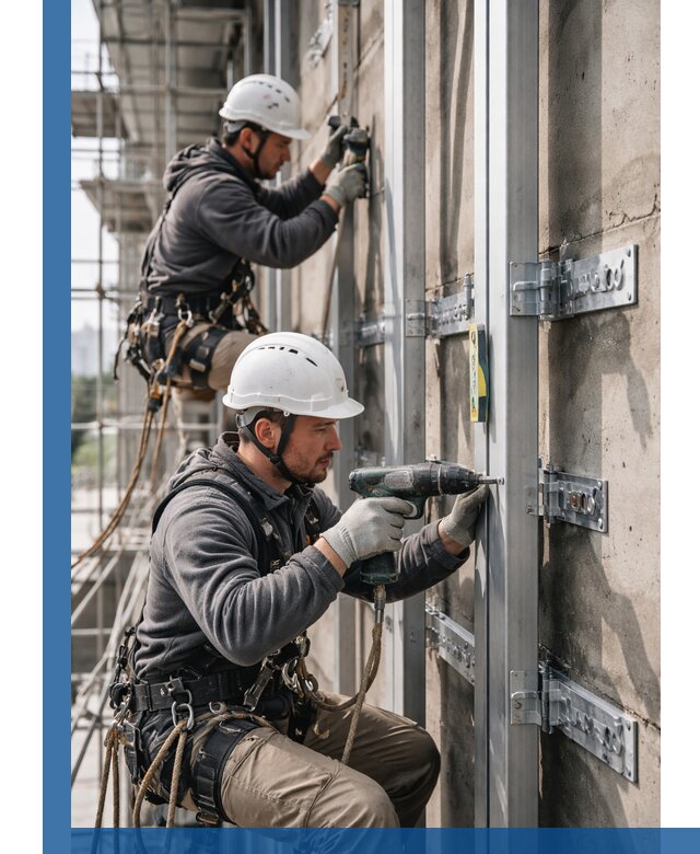 Монтаж и крепление подсистемы вентфасада в Похвистневе