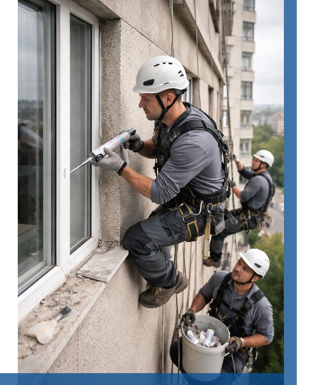 Герметизация оконных швов снаружи в Похвистневе от 1538 р. | ВЫСОТНИК-Пхв