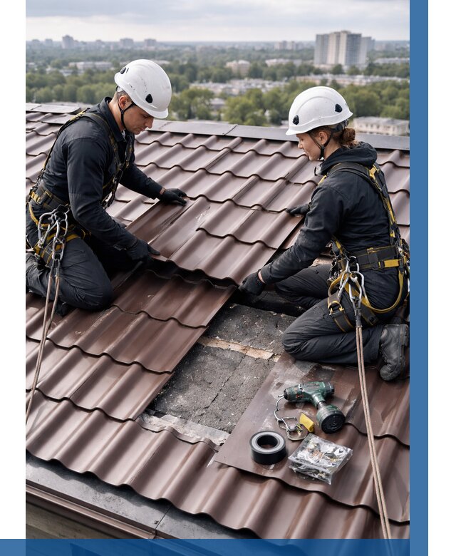 Ремонт металлочерепицы на крыше в Похвистневе от 923 р. | ВЫСОТНИК-Пхв