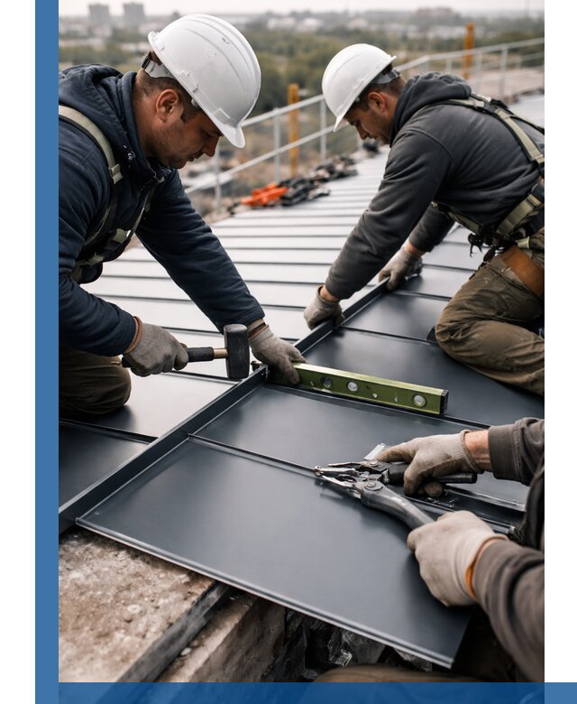 Монтаж фальцевой кровли в Похвистневе для промышленных зданий