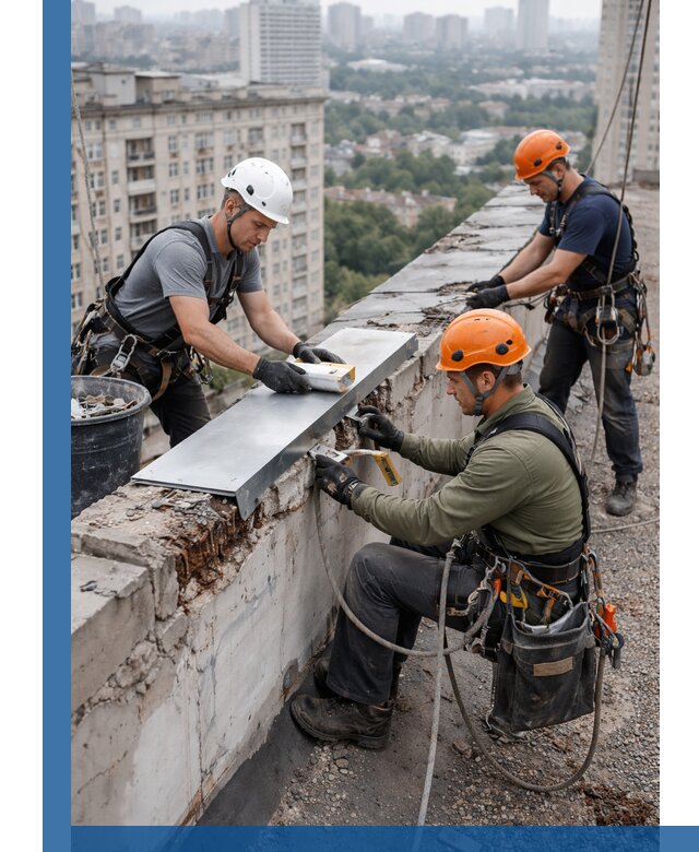 Ремонт парапета на кровле в Похвистневе, высотные работы с гарантией