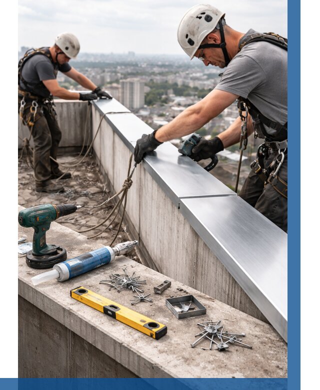 Монтаж парапетных крышек в Похвистневе от 820 р. | ВЫСОТНИК-Пхв