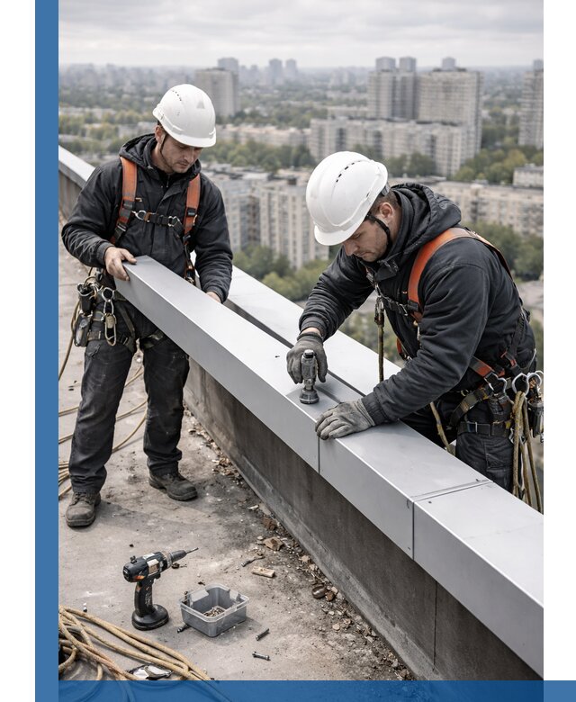 Монтаж парапетных крышек и ограждений кровли в Похвистневе