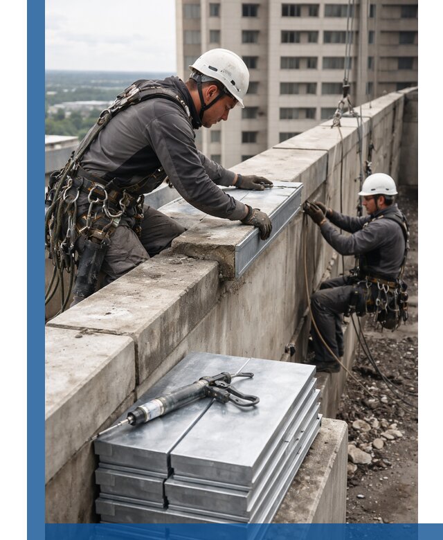 Замена парапетных крышек и установка новых в Похвистневе