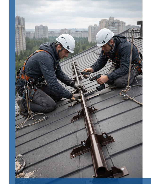 Монтаж снегозадержателей на кровле зданий в Похвистневе под ключ