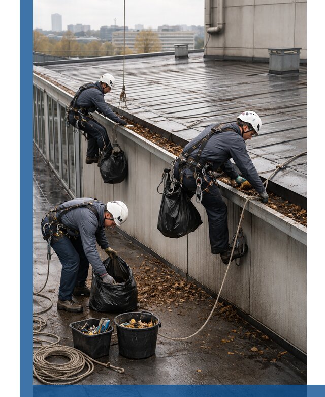 Очистка кровли по периметру в Похвистневе силами промышленных альпинистов
