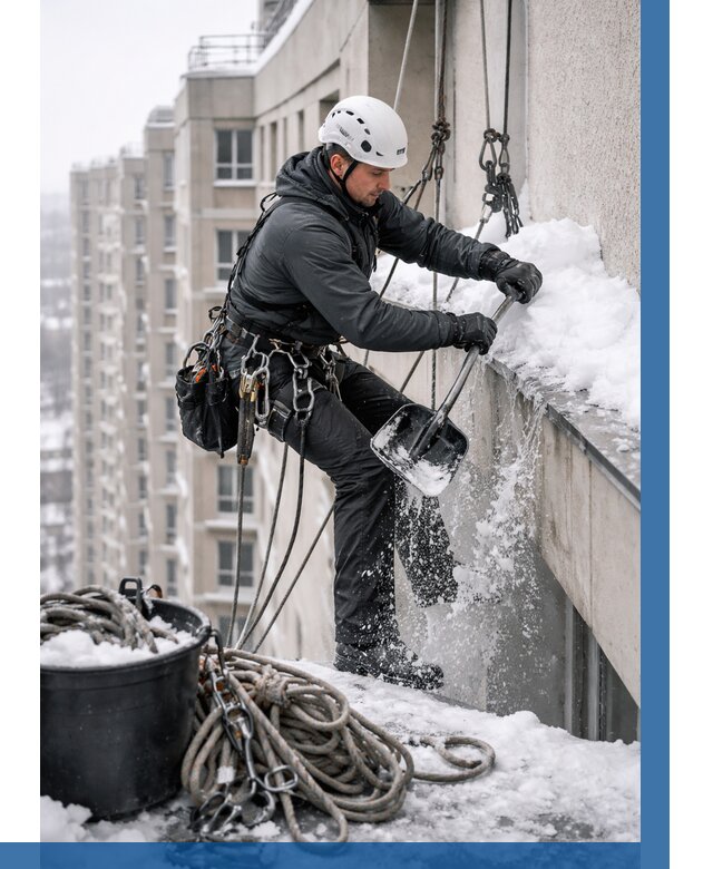 Очистка карнизов от снега в Похвистневе от 308 р. | ВЫСОТНИК-Пхв