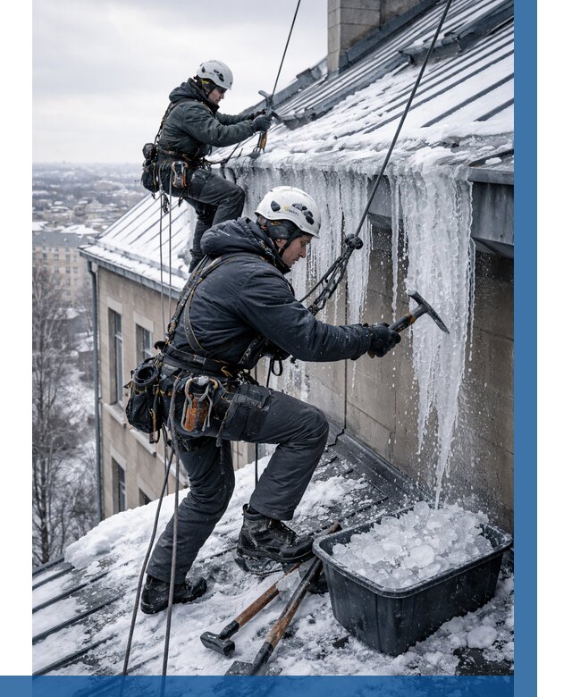 Удаление наледи с кровли в Похвистневе от 5639 р. | ВЫСОТНИК-Пхв