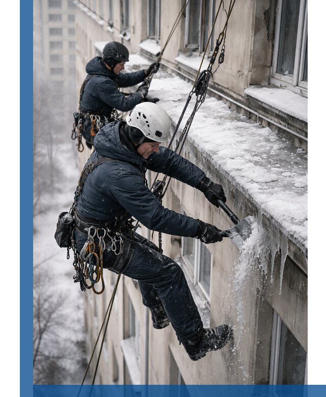 Удаление наледи и сосулек с карнизов в Похвистневе профессионально