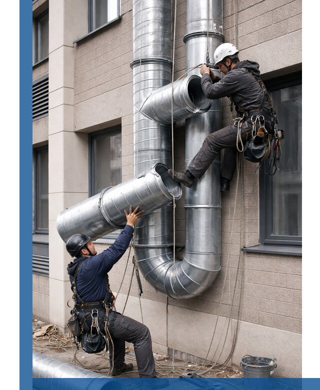 Монтаж фасадных воздуховодов в Похвистневе с герметизацией и крепежом