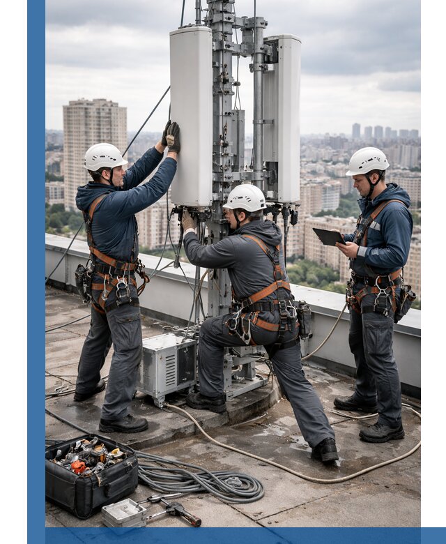 Монтаж антенн связи на крыше в Похвистневе с вводом в эксплуатацию