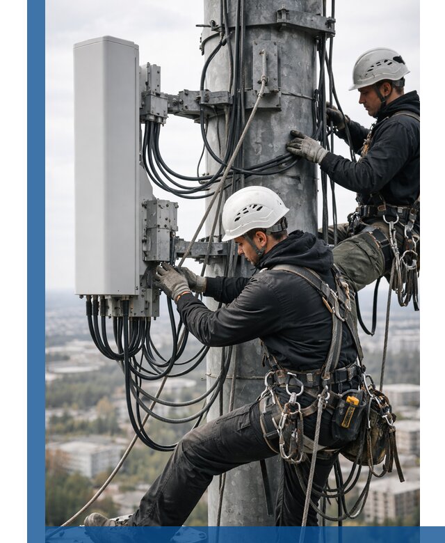 Монтаж оборудования связи на мачте в Похвистневе с пусконаладкой