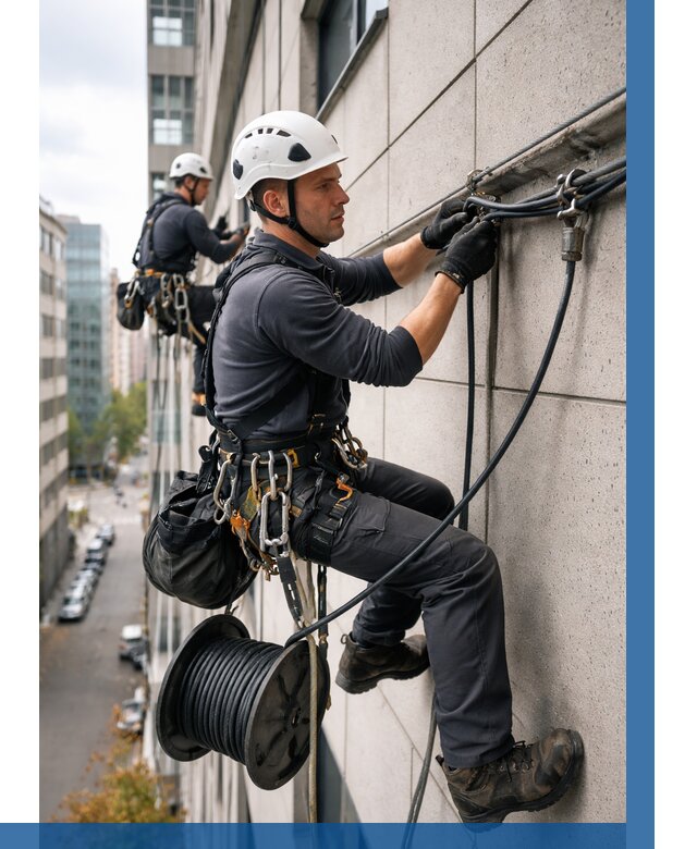 Прокладка кабеля по фасаду в Похвистневе от 359 р. | ВЫСОТНИК-Пхв