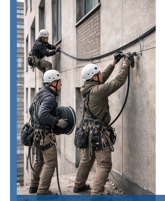 Прокладка кабеля по фасаду в Похвистневе, профессиональный монтаж