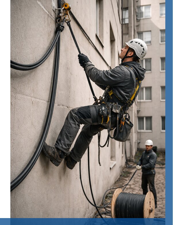 Протяжка кабеля питания на высоте в Похвистневе от 461 р. | ВЫСОТНИК-Пхв