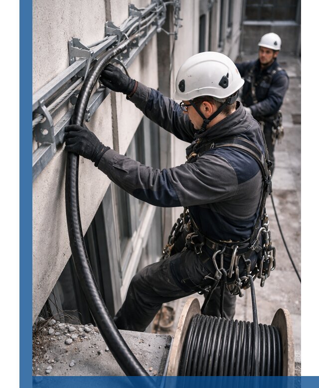 Протяжка кабеля питания на высоте в Похвистневе с гарантией безопасности и качества