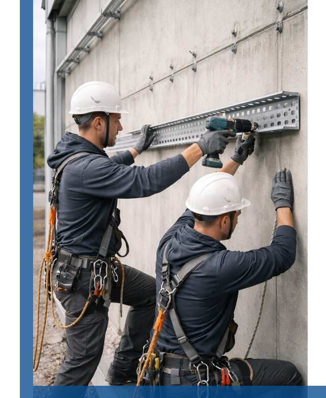 Монтаж кабельных лотков на фасаде зданий в Похвистневе с гарантией