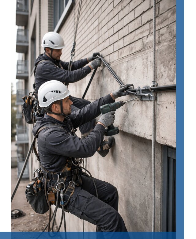 Крепление кабеля на фасаде в Похвистневе от 359 р. | ВЫСОТНИК-Пхв