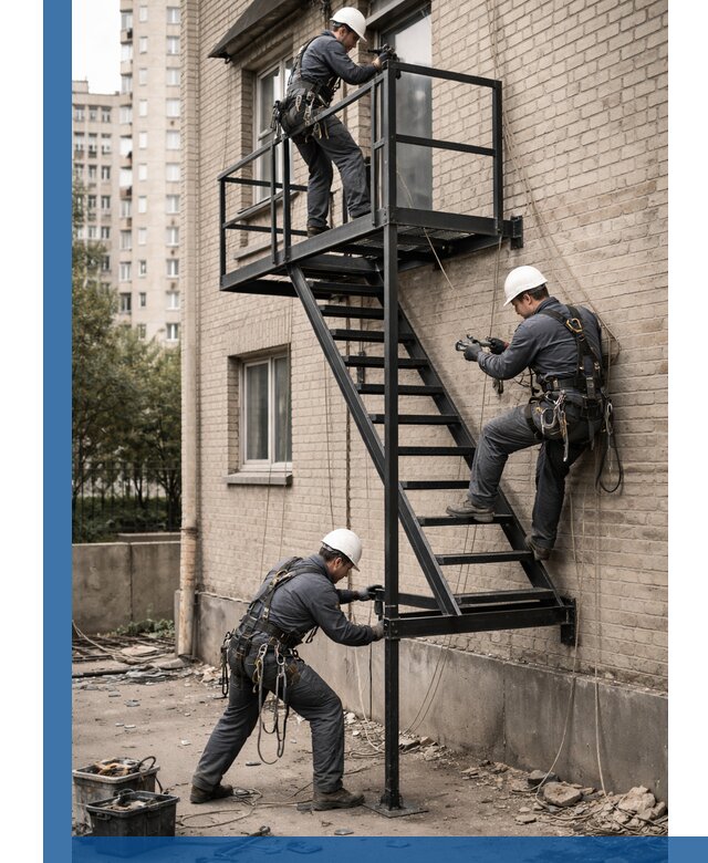 Монтаж пожарной лестницы в Похвистневе, установка и крепление