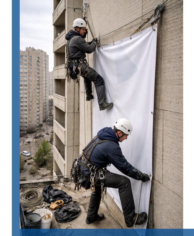 Профессиональный монтаж баннеров на фасаде в Похвистневе