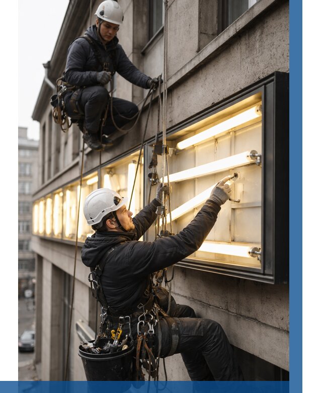 Замена ламп в вывеске в Похвистневе под ключ от 3588 р. | ВЫСОТНИК-Пхв