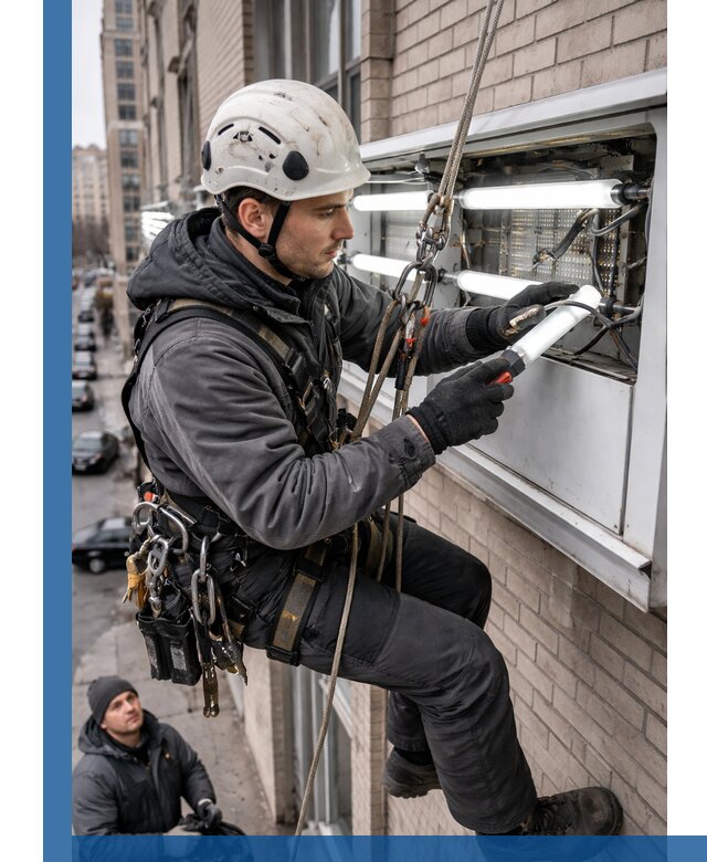 Профессиональная замена ламп в наружной вывеске в Похвистневе