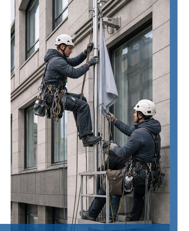 Установка флагов на фасаде в Похвистневе от 4613 р. | ВЫСОТНИК-Пхв