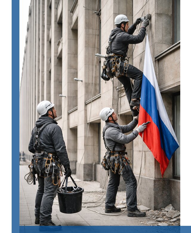 Профессиональная установка флагов на фасаде в Похвистневе