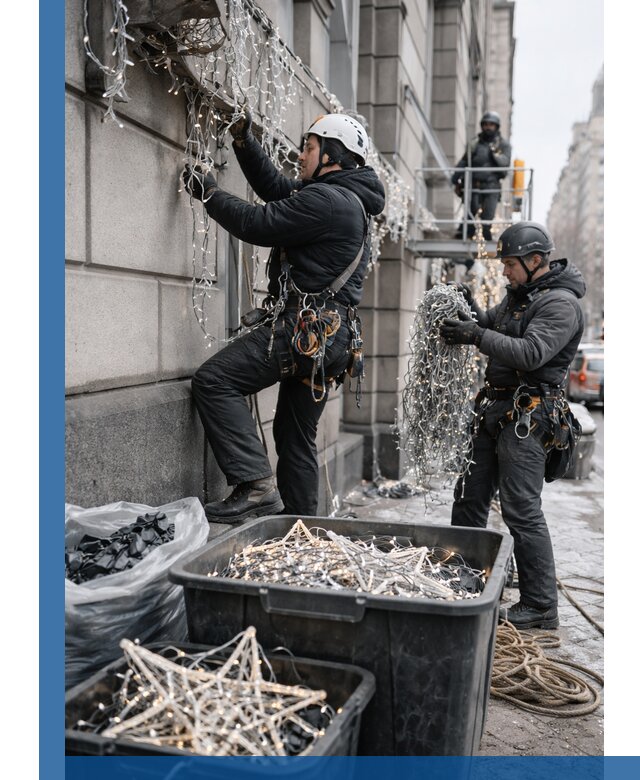 Демонтаж новогоднего оформления и гирлянд в Похвистневе