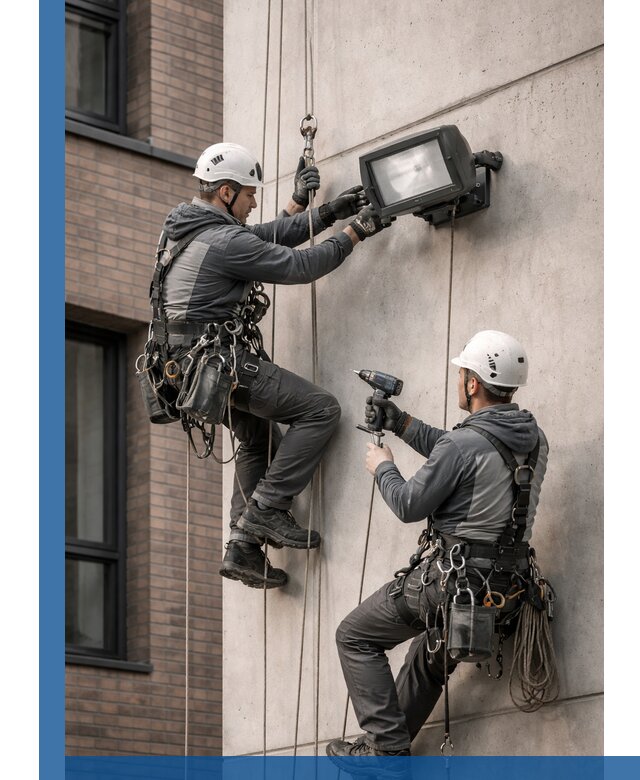 Профессиональный монтаж фасадных прожекторов в Похвистневе под ключ