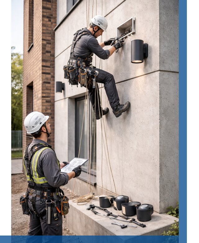 Монтаж фасадного освещения в Похвистневе от 2563 р. | ВЫСОТНИК-Пхв