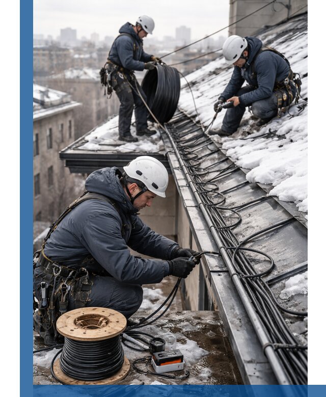 Монтаж греющего кабеля на кровле в Похвистневе под ключ