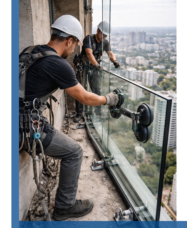 Монтаж стеклянных ограждений под ключ с гарантией в Похвистневе