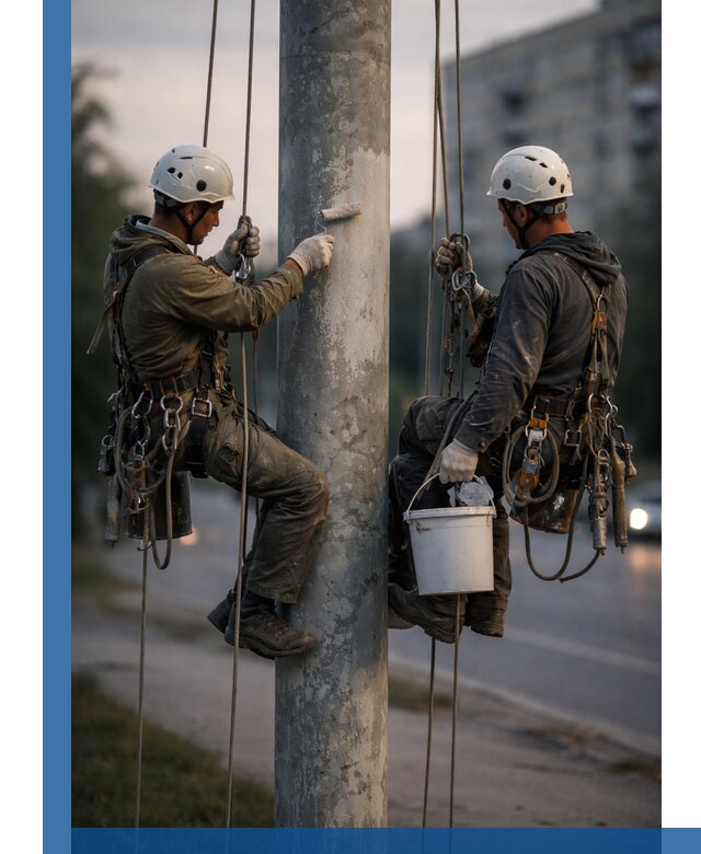 Покраска опор освещения и антикоррозийная защита в Похвистневе