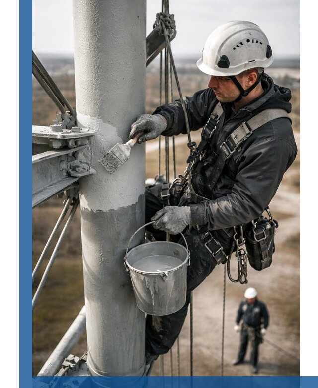 Покраска мачт связи в Похвистневе промышленными альпинистами