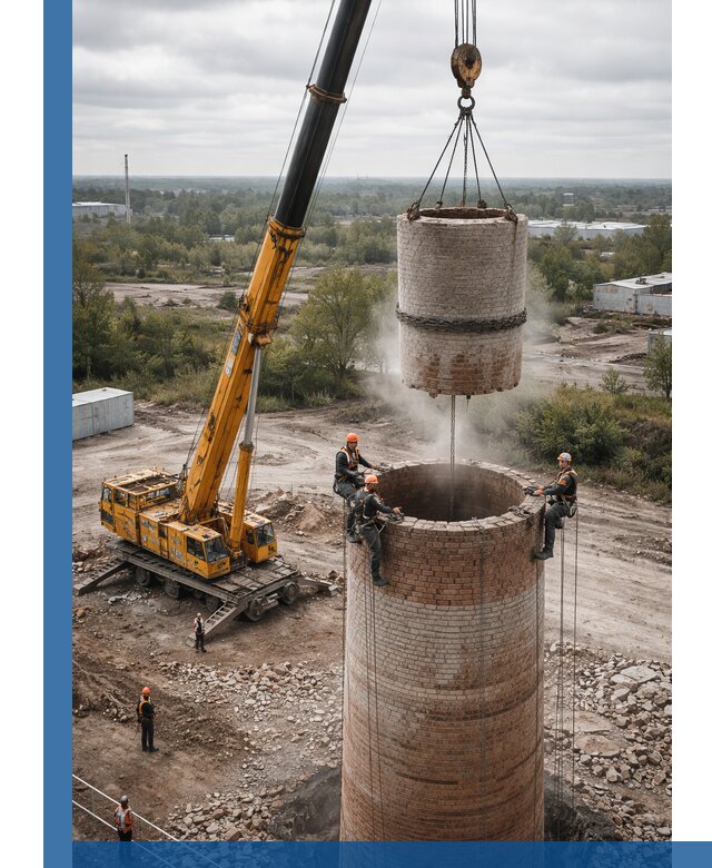 Демонтаж дымовой трубы в Похвистневе с гарантиями безопасности