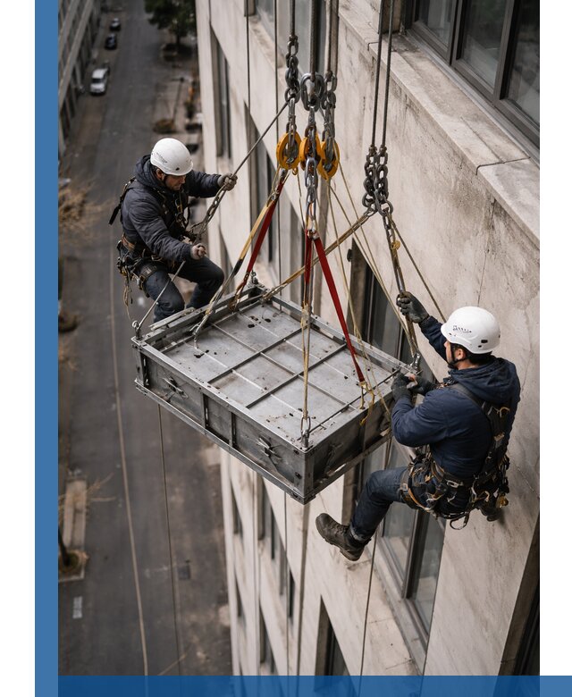 Спуск и подъем грузов по фасаду в Похвистневе для зданий