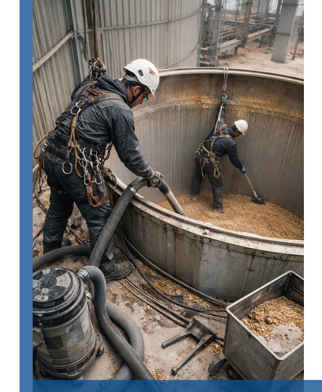 Профессиональная чистка зерновых бункеров в Похвистневе с выездом