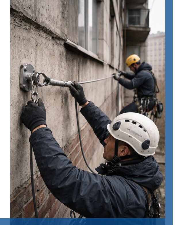 Монтаж анкерных линий в Похвистневе от 3076 р. | ВЫСОТНИК-Пхв