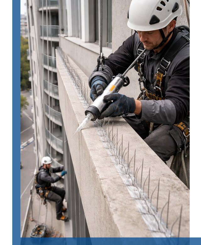 Установка шипов от птиц на фасадах и кровлях в Похвистневе